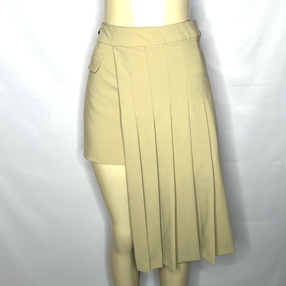 ZARA DECONSTRUCTED KHAKI TAN BOX PLEATED SKIRT SIZE XL - Picture 5 of 5